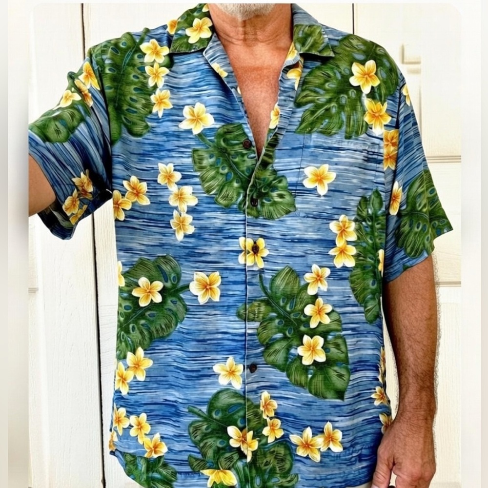 Jamaica Jaxx Hawaiian Silk Tropic print shirt sz Large